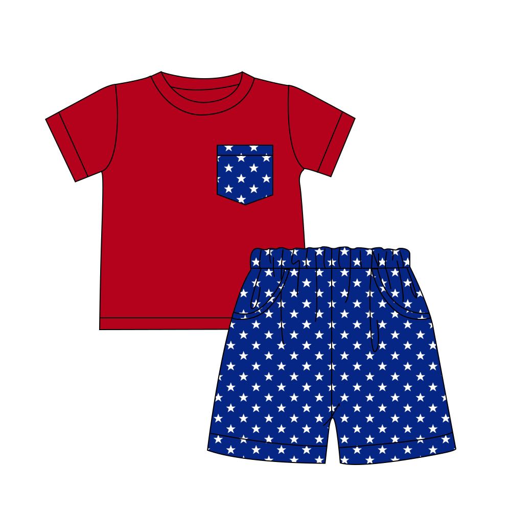 Boys Red/Blue Patriotic Knit Short Set
