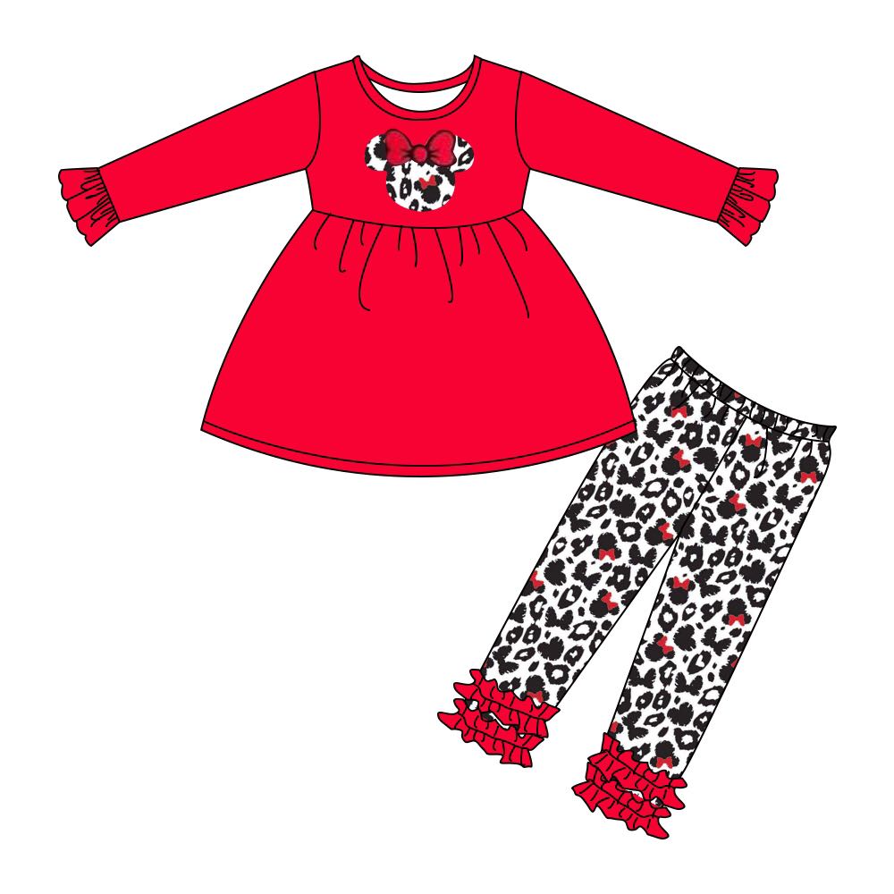 Girls Red Leopard Mouse Pant Set