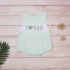 Boys Green I Love Dad Embroidery Bubble