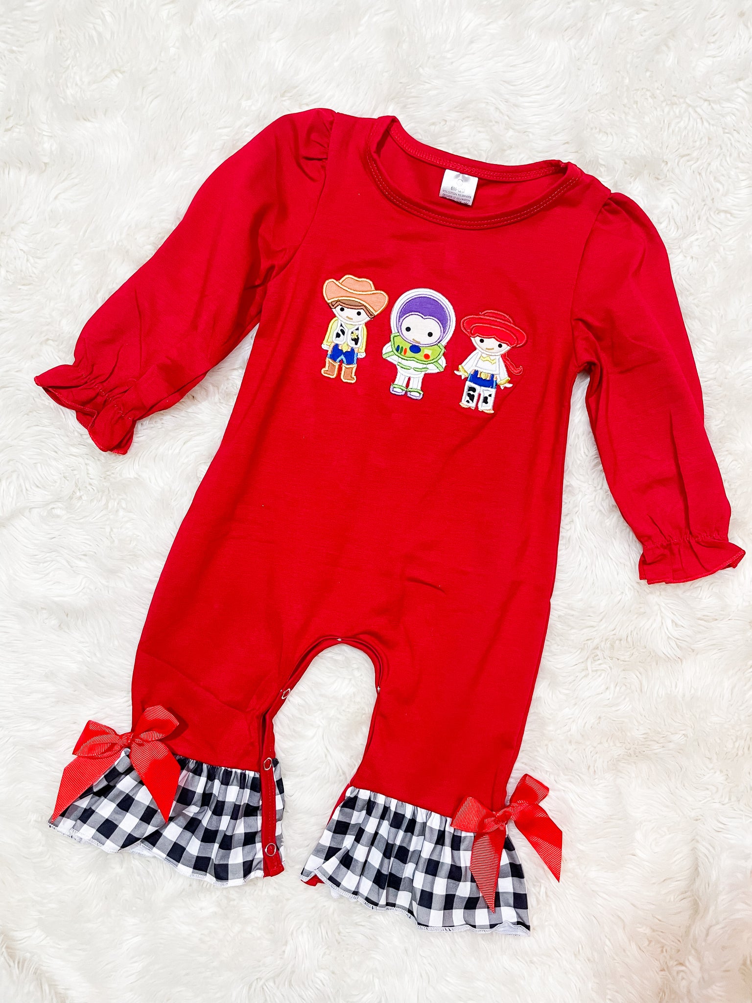Girls Red Toy Story Embroidery Romper