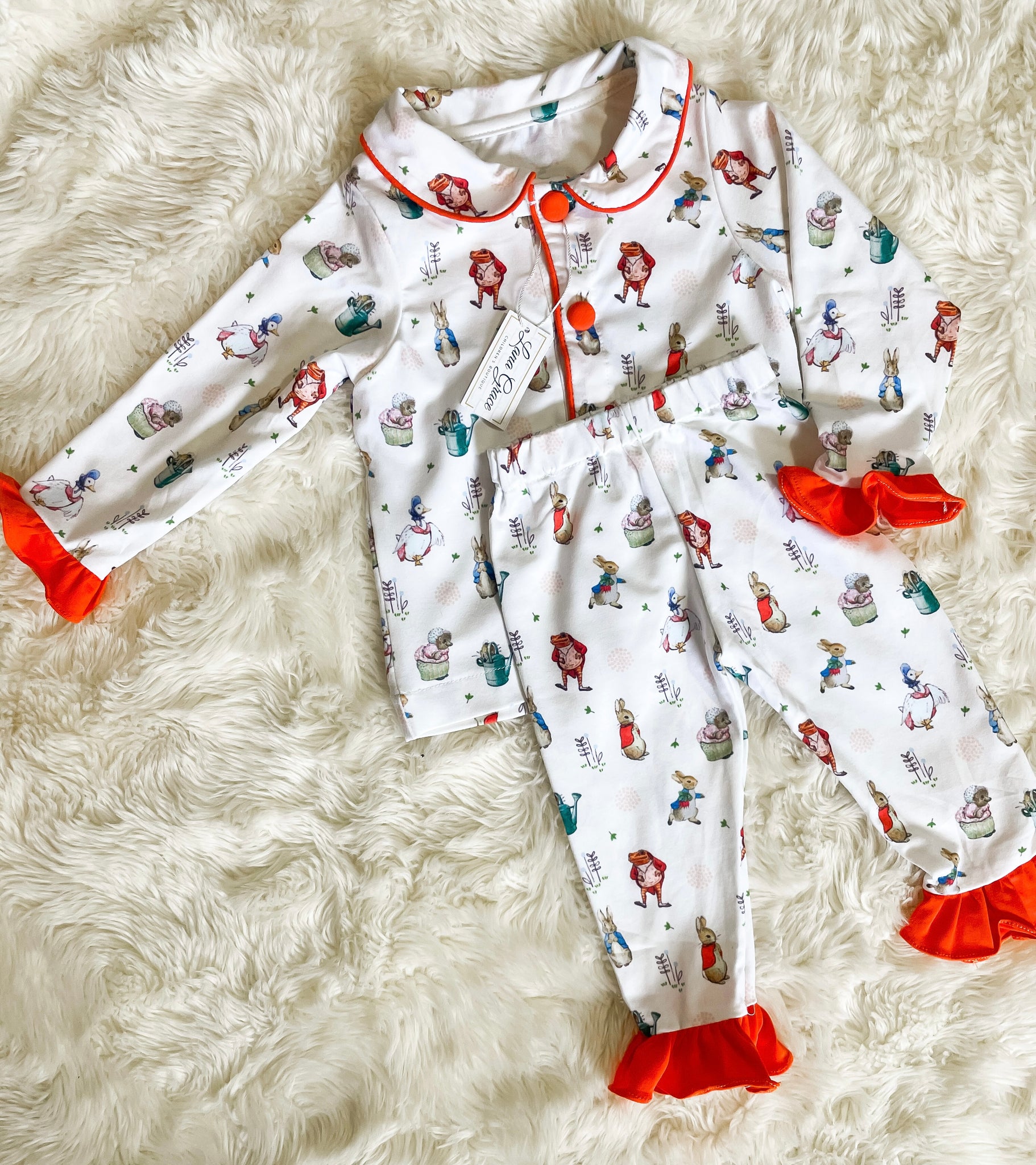 Girls Peter Rabbit Knit Ruffle Pajama