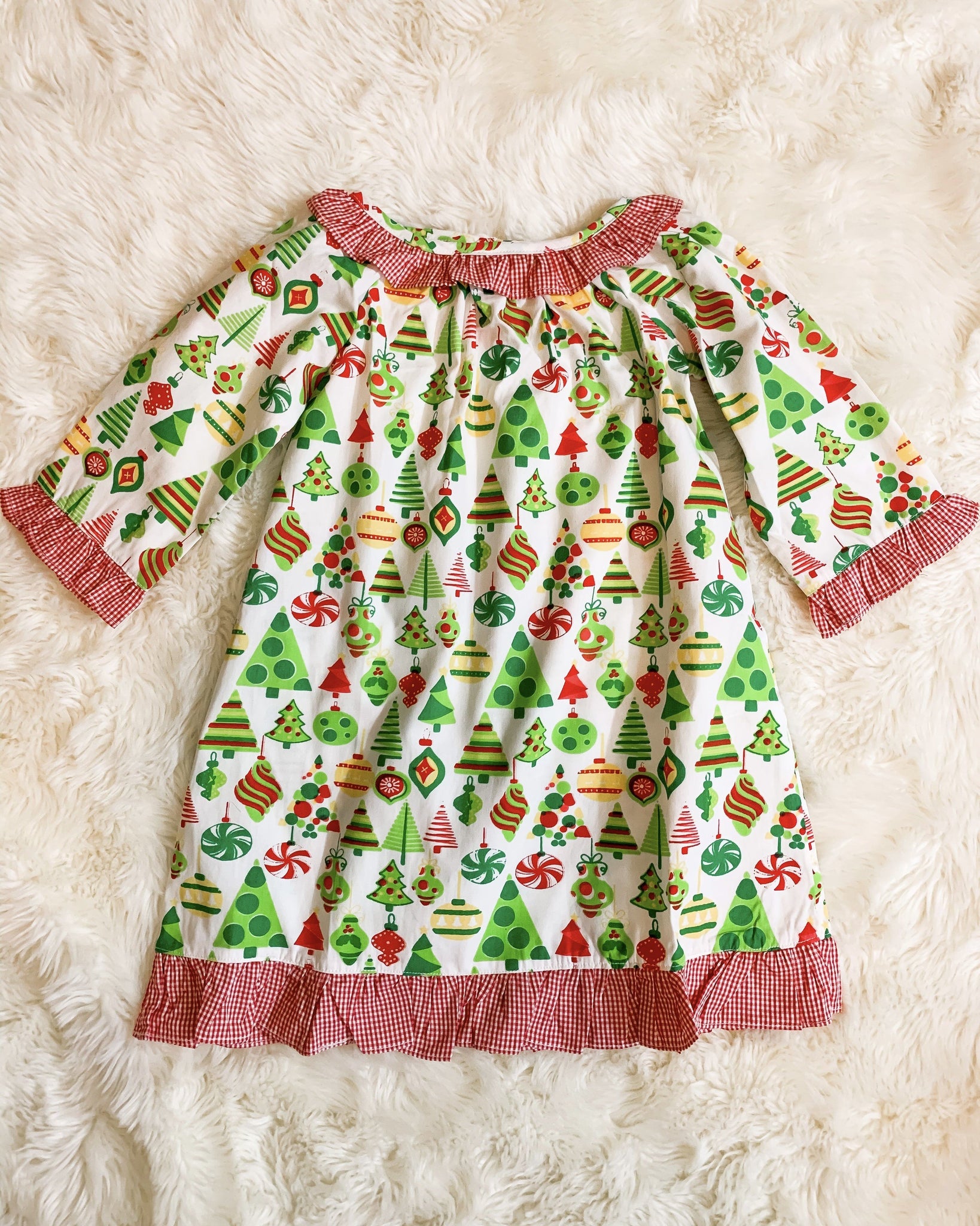 Girls Christmas Pattern Pajama Gown