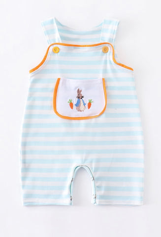 Boys Baby Blue Peter Rabbit Embroidery Romper