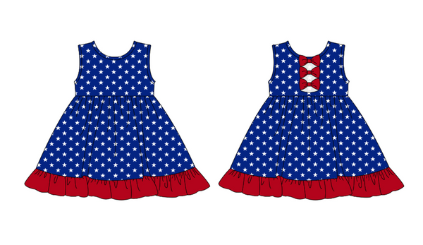 Girls Red/Blue Patriotic Knit Dress