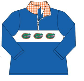 Boys Blue Florida Embroidery Zip Pullover