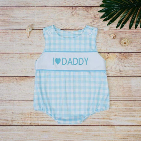 Boys Baby Blue I Love Daddy Embroidery Bubble