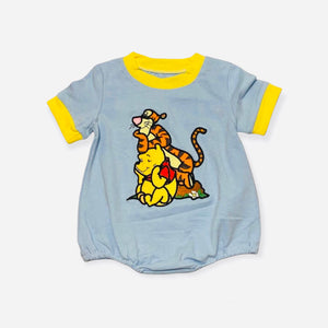 Boys Baby Blue Pooh Embroidery Bubble